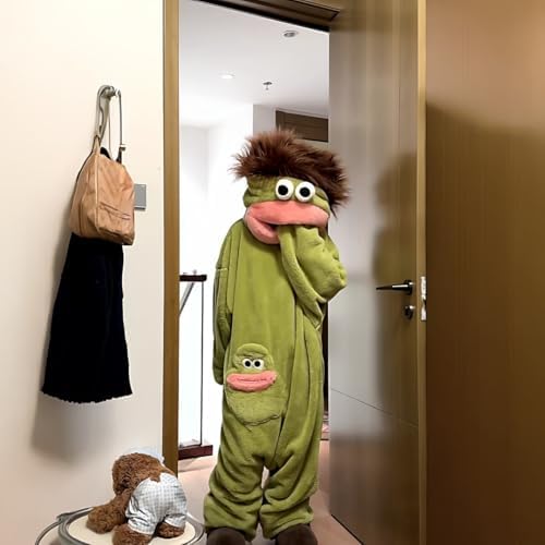 Adult Big Mouth Monster Onesie with Giant Comb, Funny Halloween Cosplay Outfit for Christmas Party Sleepwea