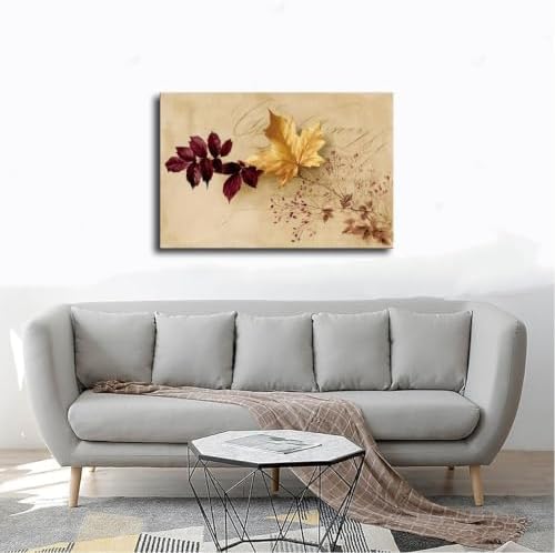 JDBeehpy Maple Leaves Berries Vintage Script Wall Prints Unframed 24x36inch