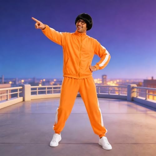 Men's Orange Tracksuit Costume, Family Costumes for Halloween