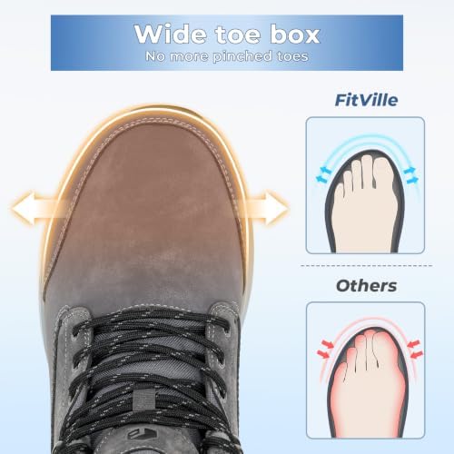 FitVille Mens Snow boots Wide Width Fur Lined Warm Winter Boots with Heat Lock Technology and Adjustable Lace up, Slip-Resistant Outsole for Outdoor