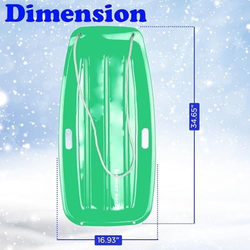 Slippery Racer Downhill Sprinter Flexible Kids Toddler Plastic Cold-Resistant Toboggan Snow Sled with Pull Rope and Handles -35 Inch