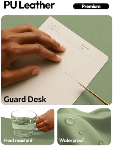 YSAGi Leather Desk Protector, Office Mat, Large Mouse Mat, Non-Slip PU Leather Blotter, Laptop Desk Mat, Waterproof Writing Pad for Office and Home(Bamboo Green, 42" x 17.2")