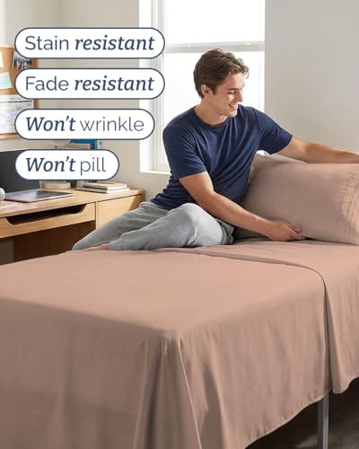 Twin XL Size 3 Piece Sheet Set - Comfy Breathable & Cooling Sheets - Mauve