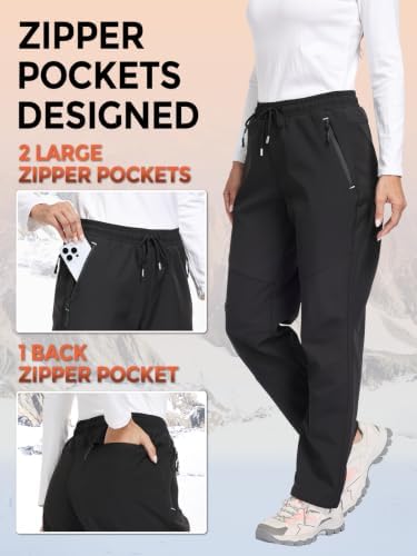 Womens Snow Ski Pants Waterproof Windproof Fleece Lined Warm Hiking Insulated Pants
