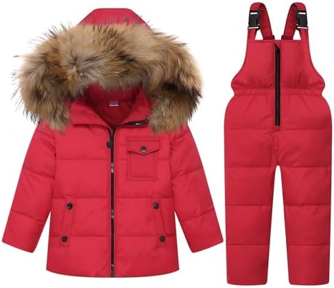 JiAmy Kids 2-Piece Snowsuit Puffer Jacket and Snow Pants