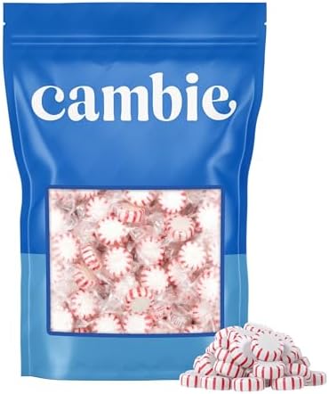 Cambie Peppermint Candy - 2 lbs of Hard Candy Individually Wrapped Mints 150 pieces - Perfect For After Dinner Mints, For Home Restaurant or Office Candy, Bright Red & White Swirl