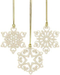 Lenox Mini Snowflake 3-Piece Porcelain Christmas Hanging Ornament Set
