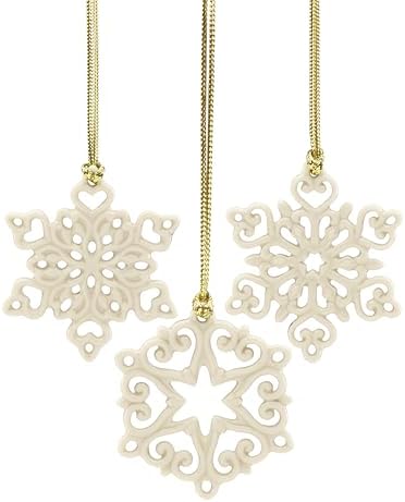 Lenox Mini Snowflake 3-Piece Porcelain Christmas Hanging Ornament Set
