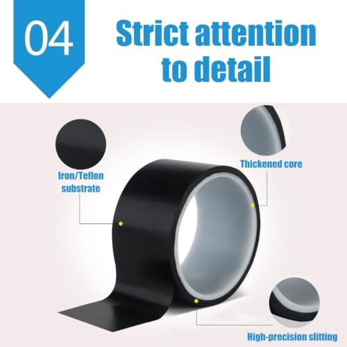 PTFE Tape Thin Film Adhesive Teflon Fabric 15cm Black Tape