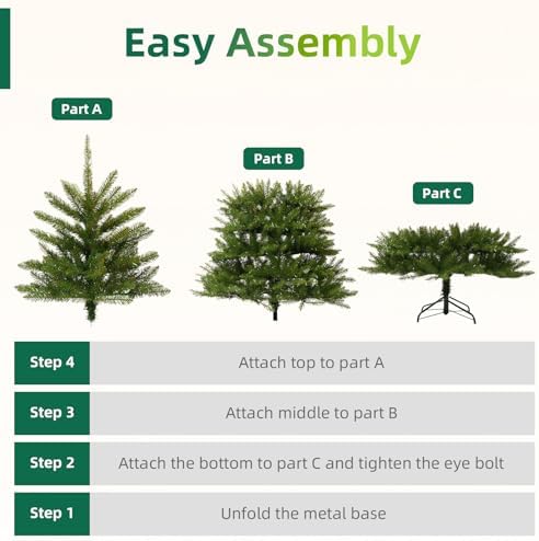 6FT Unlit Christmas Tree Green, Dunhill Fir Artificial Tree with 1430 PVC Branch Tips, Realistic Full Shape, Foldable Metal Stand for Indoor Home, Office & Holiday Decoration