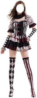 Women Scary Clown Costume Dress Halloween Cosplay Outfit