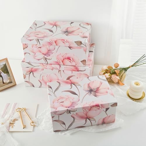 Soul & Lane - Peonies Paradise Decorative Storage Boxes with Lids, Set of 3