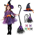 Spooktacular Creations Child Girl Orange Purple Witch Costume, Toddler Witch Outfit Set for Kids Halloween Dress Up Parties