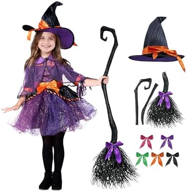 Spooktacular Creations Child Girl Orange Purple Witch Costume, Toddler Witch Outfit Set for Kids Halloween Dress Up Parties
