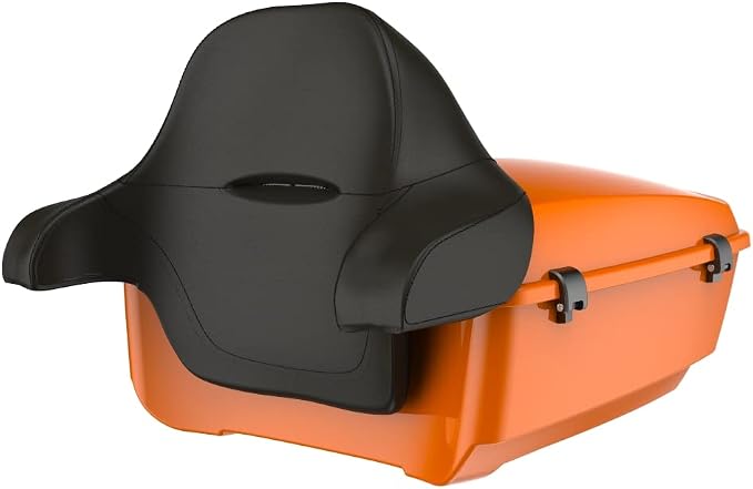 Advanblack Road Glide Tour Trunk Pack Baja Orange King Tour Trunk Pack Luggage +Wrap-Around Backrest Pad for '97-'25 Harley Touring Road King Street Glide Electra Glide CVO models
