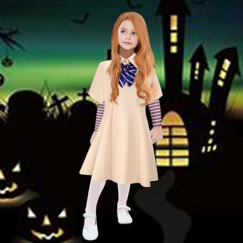 4 Pcs Halloween Horror Movie Costume Accessory Cosplay Outfit Dress Bow Tie Sleeves Socks for Halloween Cosplay Party Dress Up(6-7Y)