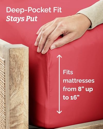 Twin XL Size 3 Piece Sheet Set - Comfy Breathable & Cooling Sheets - Red