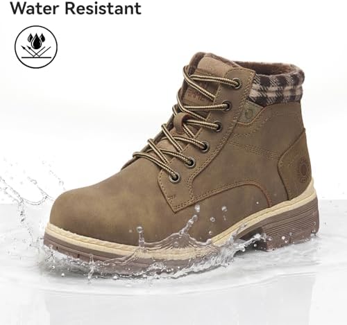 ANJOUFEMME Women Waterproof Hiking Boots Winter Snow Non Slip Outdoor Shoes