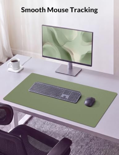 Leather Desk Pad Protector, 31.5" x 12", Sage Green Desk Mat