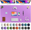 Aothia Faux Leather Desk Mat - Large Mouse Pad, Non-Slip PU Leather Blotter, Waterproof Writing Surface for Office and Home (Iris Violet, 63" x 24")