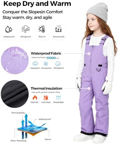 Wantdo Kids Snow Pants Boys & Girls Waterproof Insulated Ski Bib Overalls