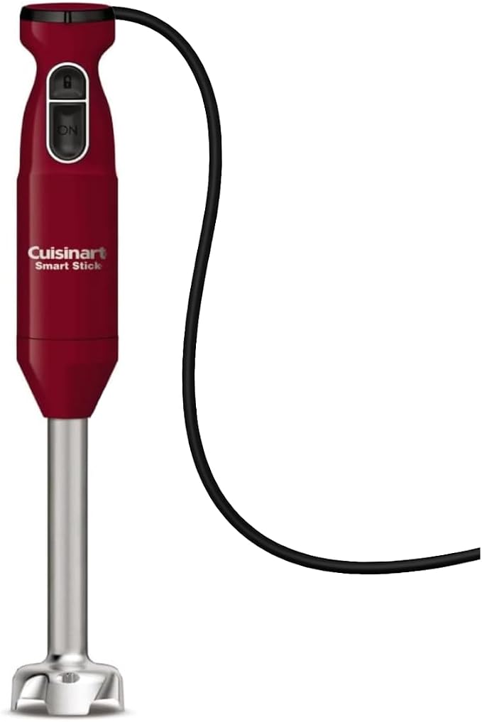 Cuisinart Smart Stick Two-Speed Corded Hand Blender, Powerful Immersion Blender with 300-Watt Motor Blends Shakes, Smoothies, Puree, Baby Food, Soups & Sauces, CSB-175RP1, Red
