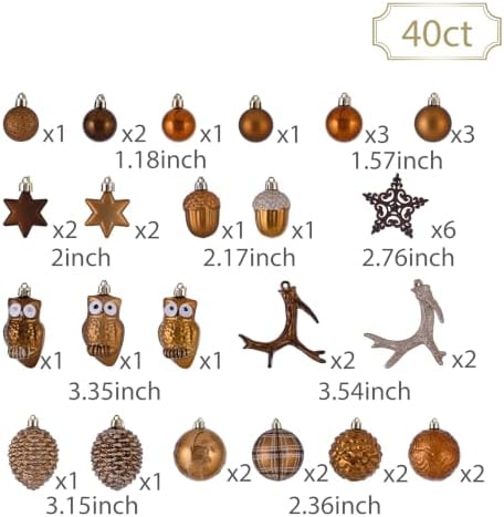 Valery Madelyn 40ct Christmas Tree Decorations Ball Ornaments Set