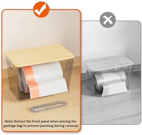 Delamu 2 Set Pantry Organizers and Storage,Trash Bag Dispenser with Bamboo Top,Stackable Trash Bag Dispenser Under Sink Organizer for 4-30 GalBags,Onion,Potato,Fruits,Gray(11.22" L*7" W*7.12" H)