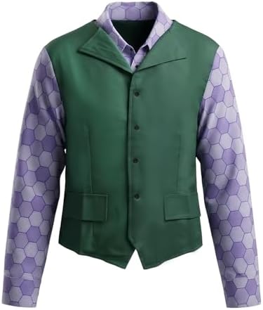 Mens Halloween Clown Costume Set with Coat Shirt Pants Wig Gloves