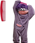 Adult Big Mouth Monster Onesie with Giant Comb, Funny Halloween Cosplay Outfit for Christmas Party Sleepwea