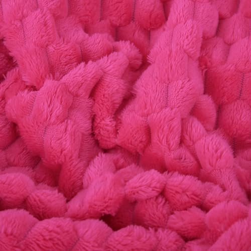 Hot Pink Throw Blanket 50"×70" Gifts for Mom Fuzzy 3D Jacquard Decorative