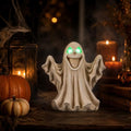 Ghost Figurine with LED Glowing Eyes for Spooky Decor