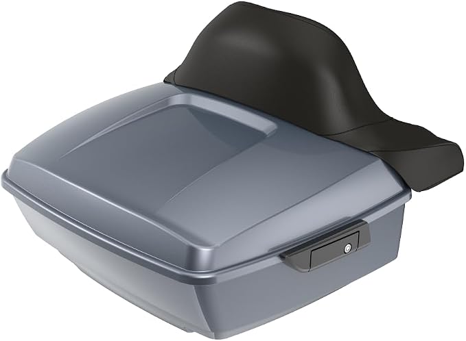 Advanblack Road Glide Tour Trunk Pack Gauntlet Grey Metallic King Tour Trunk Pack Luggage +Wrap-Around Backrest Pad for '97-'25 Harley Touring Road King Street Glide Electra Glide CVO models