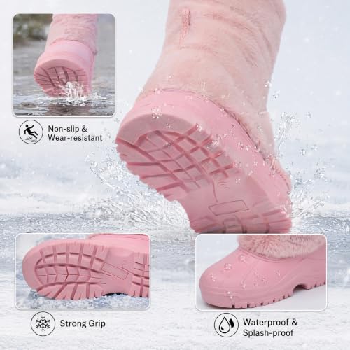 Waterfproof Snow Boots for Women Furry Fuzzy Faux Fur Duck Boots