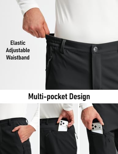 MAGCOMSEN Mens Snow Ski Pants Fleece Winter Outdoor Hiking Waterproof Pants