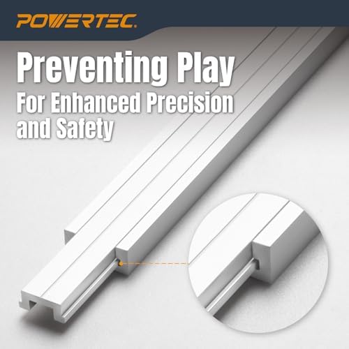 POWERTEC 48" Miter T Track w/T-Bar for Table Saw, Router Table, Band Saw, Works with 3/4” x 3/8” Miter T Slot, Miter Gauge, T Track Accessories for Woodworking and Sliding Jigs, 2 Set (71156-P2V)