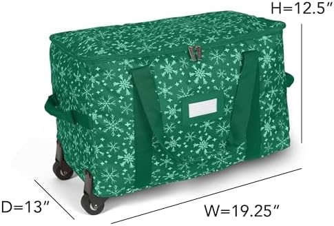 Covermates Rolling Adjustable Ornament Storage Bag, 19.25"W x 13"D x 12.5"H