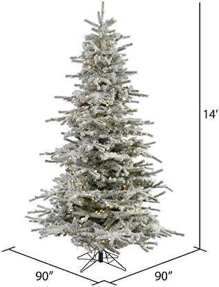 Vickerman 14' Flocked Sierra Fir Artificial Christmas Tree - Pure White LED Dura-Lit Lights - Snow Covered Faux Tree - Seasonal Indoor Home Decor - Snowy Christmas Tree - Faux Tree