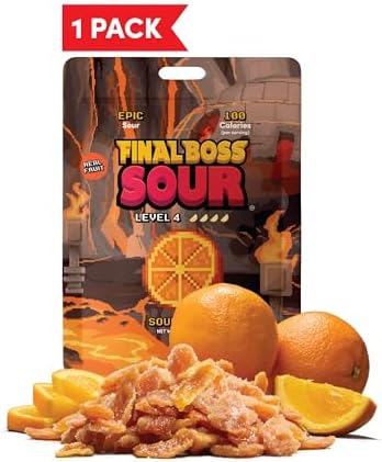 Final Boss Sour Fruit Candy, Souranges, Level 4, 1 Pack