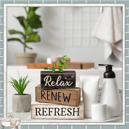 Moucuny 4 Pcs Bathroom Shelf Decor Sign Farmhouse Bathroom Accessories
