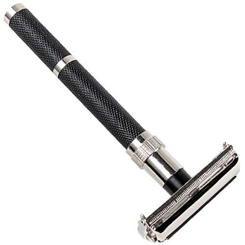 Parker Safety Razor 96R Men's Classic Bronze Butterfly Open Safety Razor Shave Set - Includes 3-Band Pure Badger Shave Brush, Chrome Stand & 5 Premium Double Edge Blades