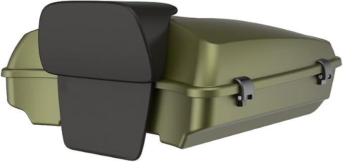 Advanblack Road Glide Tour Trunk Pack Mineral Green Denim Razor Tour Trunk Pack Backrest Pad for '97-'25 Harley Touring Road King Street Glide Electra Glide CVO models
