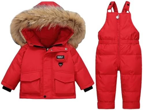 Toddler Heavyweight 2 Piece Snowsuit Girls Boys Bib Overalls Puffer Jackets