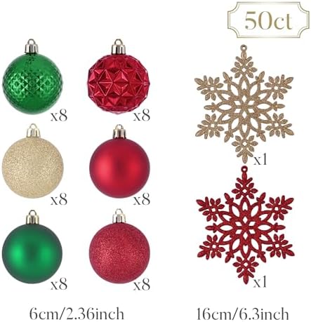 Valery Madelyn 50ct Christmas Tree Decorations Ball Ornaments 2.36 Inches