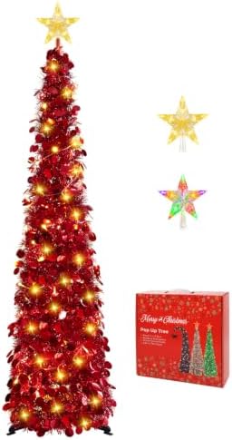 5FT Pop Up Christmas Tree with Lighted Top Star for Christmas Decorations