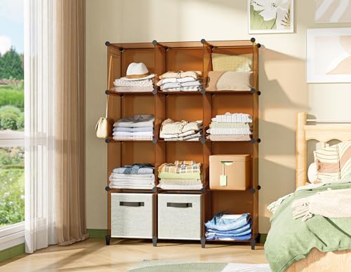 HOMIDEC Closet Organizers and Storage, 12 Cube Storage Organizer, Brown