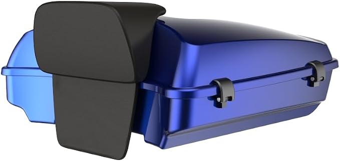 Advanblack Road Glide Tour Trunk Pack Aurora Blue Denim Razor Tour Trunk Pack Backrest Pad for '97-'26 Harley Touring Road King Street Glide Electra Glide CVO models