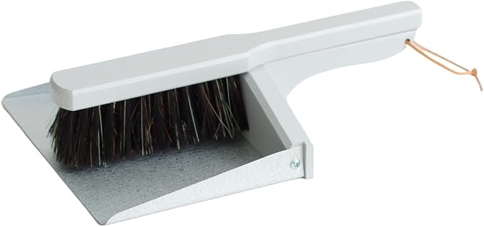 Idea Port RE-602GY Magnetic Brush Set, Gray, Broom, Dustpan, Scandinavian Handbrush, Natural Wood