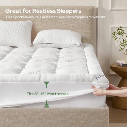 BEDLORE Full XL Size Mattress Topper, Thick Soft Pillow Top Bed Topper