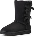 KRABOR Womens Suede Snow Boots Mid-Calf Winter Shoes with Side Bows